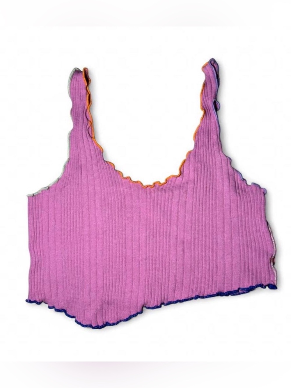 BDG asymmetrical summer vacation purple tank top with orange and blue trim 🐚